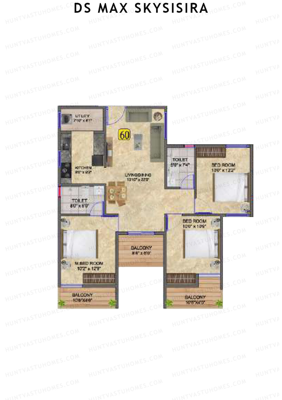 DS Max Skysisira Block A Unit 60 Floor Plan