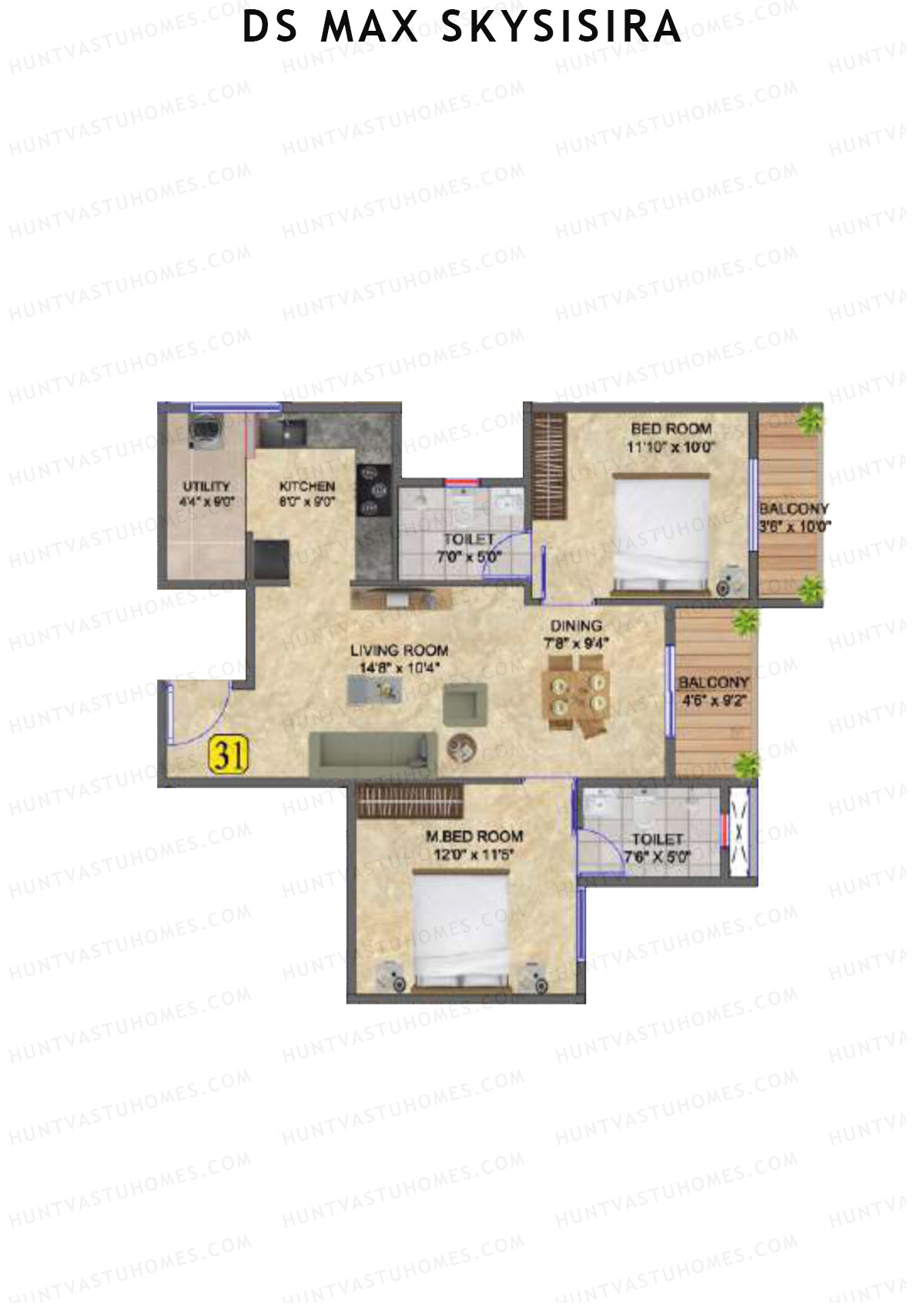 DS Max Skysisira Block B Unit 31 Floor Plan