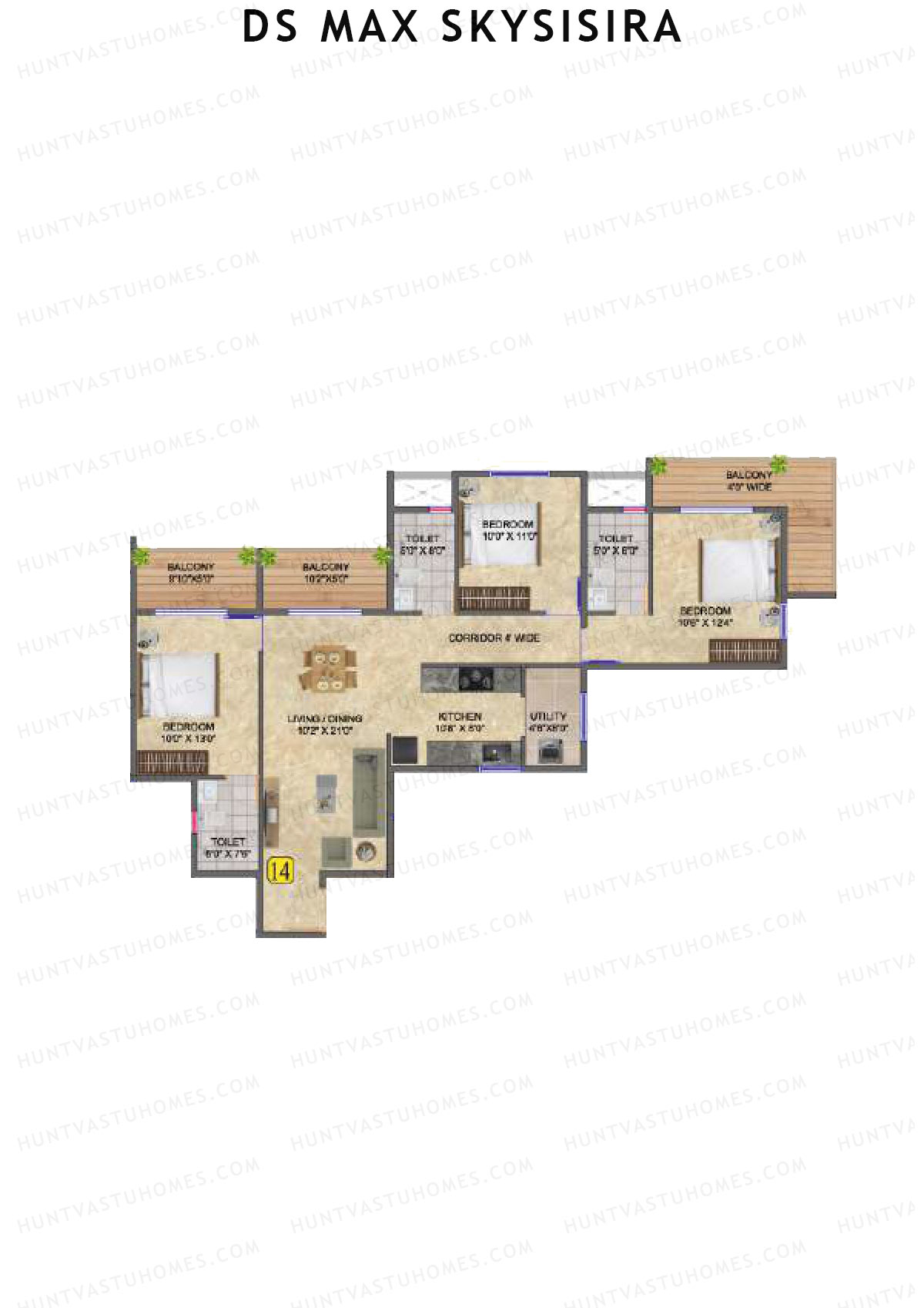 DS Max Skysisira Block C Unit 14 Floor Plan