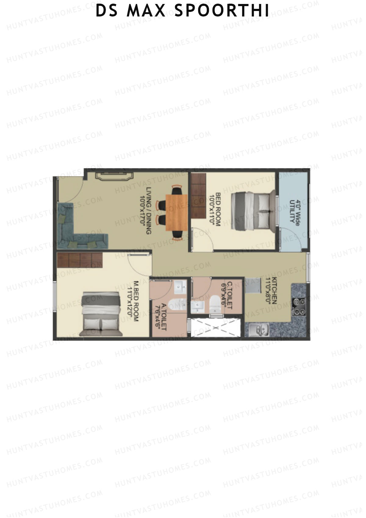 DS MAX Spoorthi Block 2 Unit 80 Floor Plan