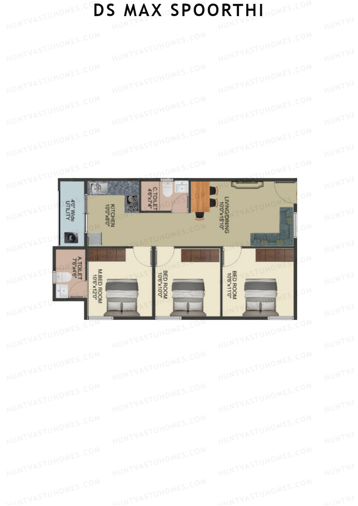 DS MAX Spoorthi Block 3 Unit 19 Floor Plan