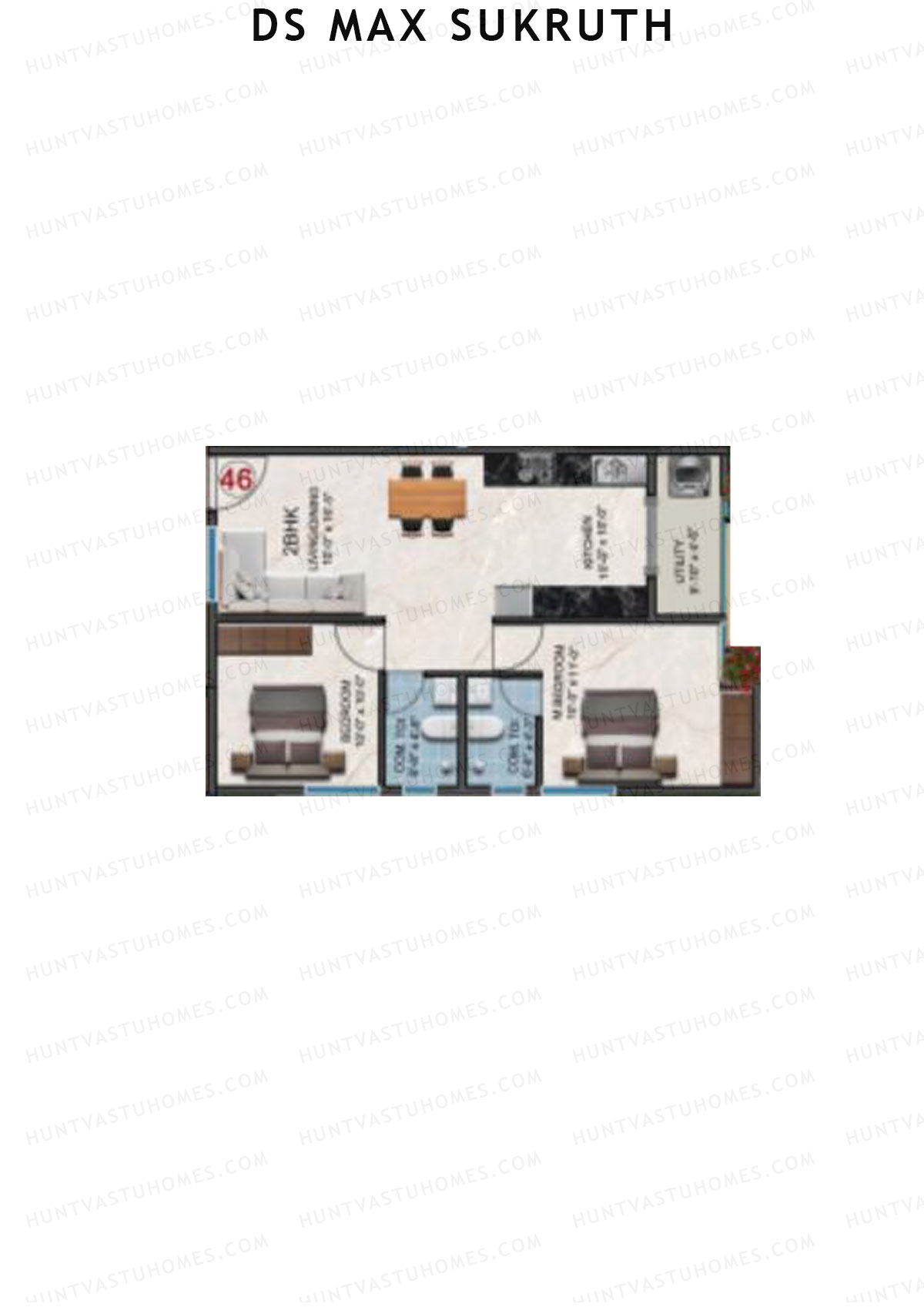 DS Max Sukruth, Sukruth, Unit 11, 2BHK, Super Area 963   sq ft 