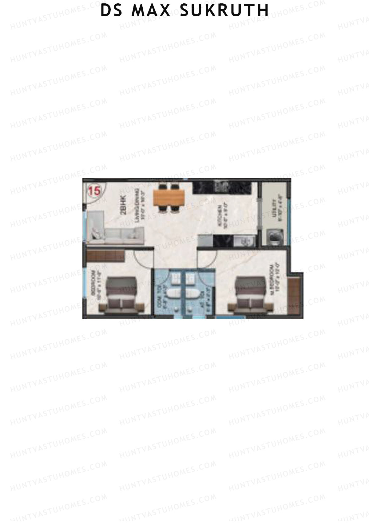 DS Max Sukruth, Sukruth, Unit 15, 2BHK, Super Area 955   sq ft 