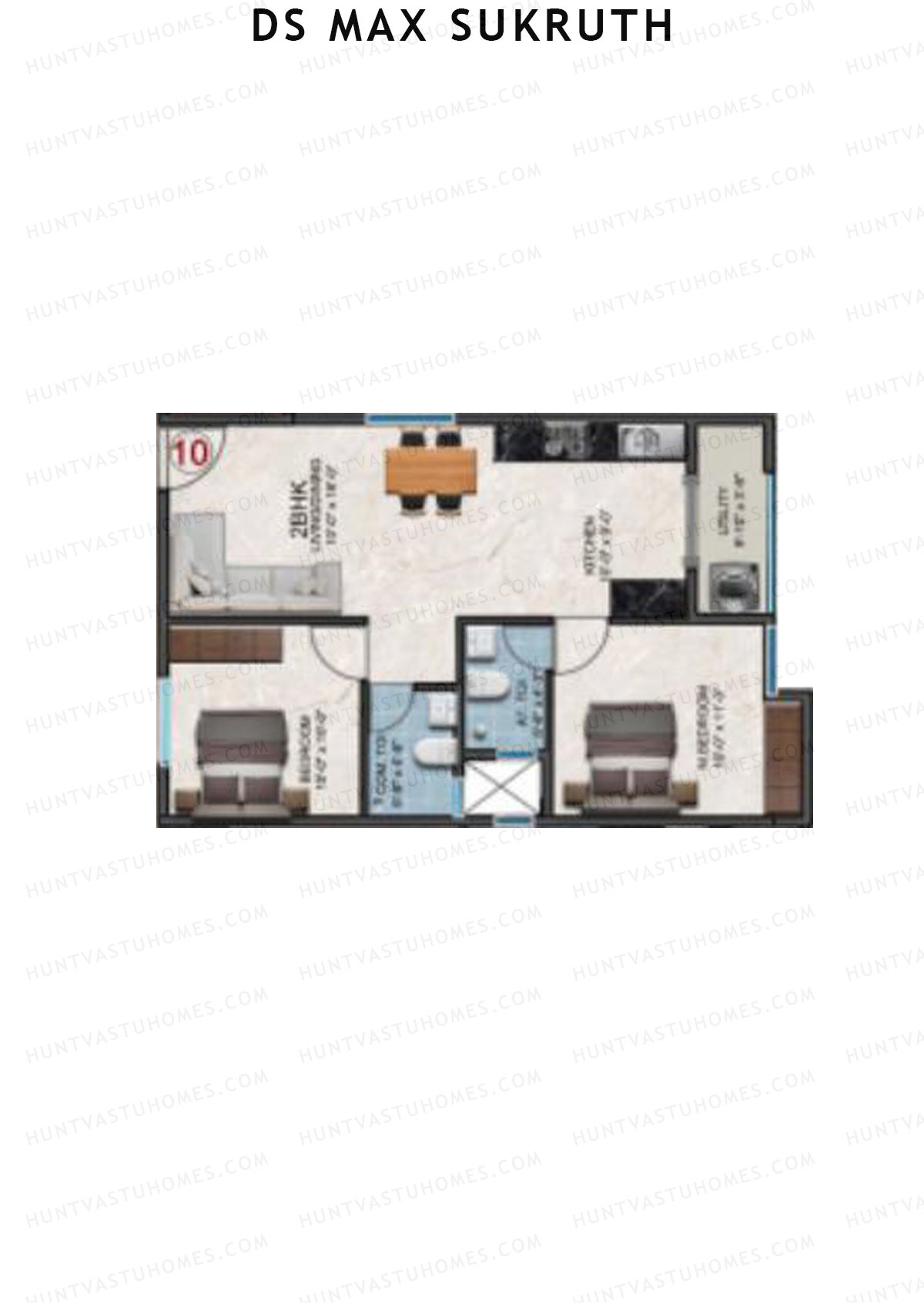 DS Max Sukruth, Sukruth, Unit 53, 2BHK, Super Area 940   sq ft 