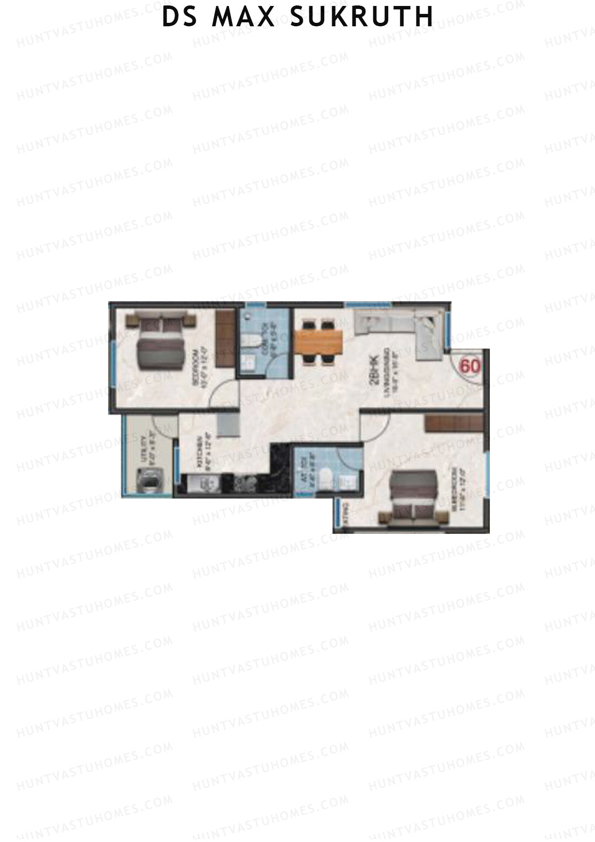 DS Max Sukruth, Sukruth, Unit 60, 2BHK, Super Area 1062   sq ft 