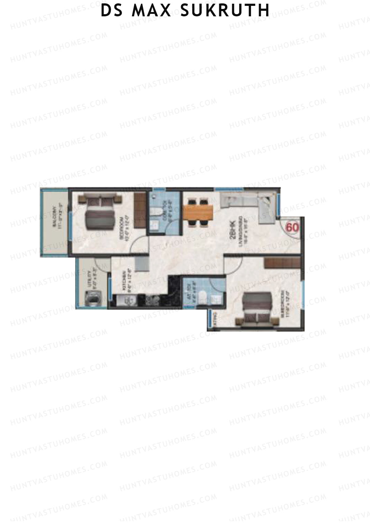 DS Max Sukruth, Sukruth, Unit 61, 2BHK, Super Area 1112   sq ft 