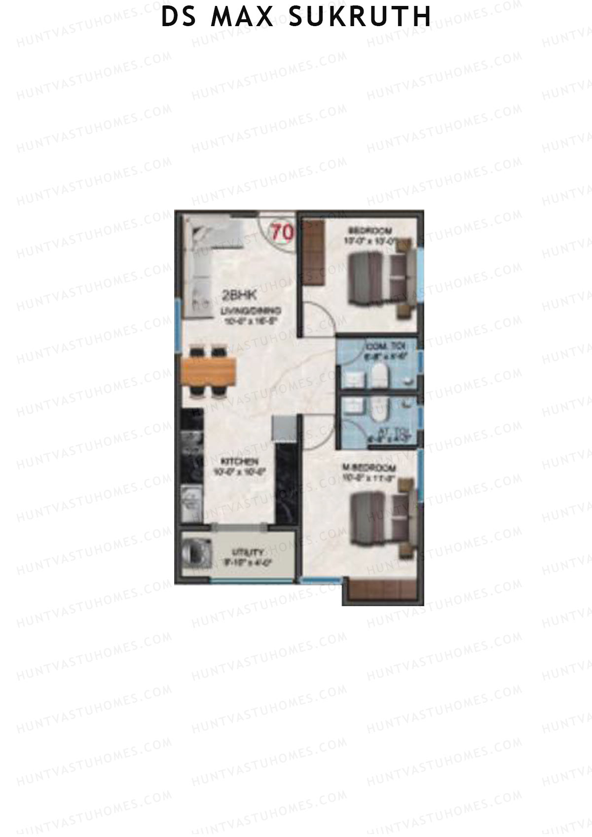 DS Max Sukruth, Sukruth, Unit 77, 2BHK, Super Area 963   sq ft 