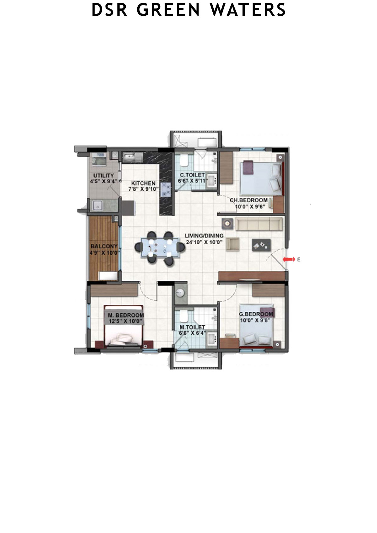 DSR Green Waters Tower 1 Unit 10 (Type  7) Floor Plan