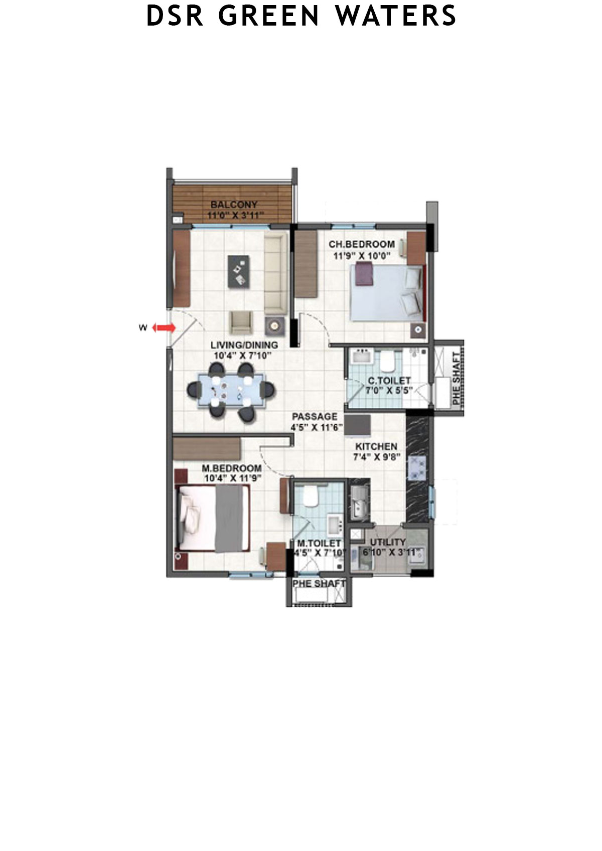 DSR Green Waters Tower 1 Unit 11 (Type  8) Floor Plan