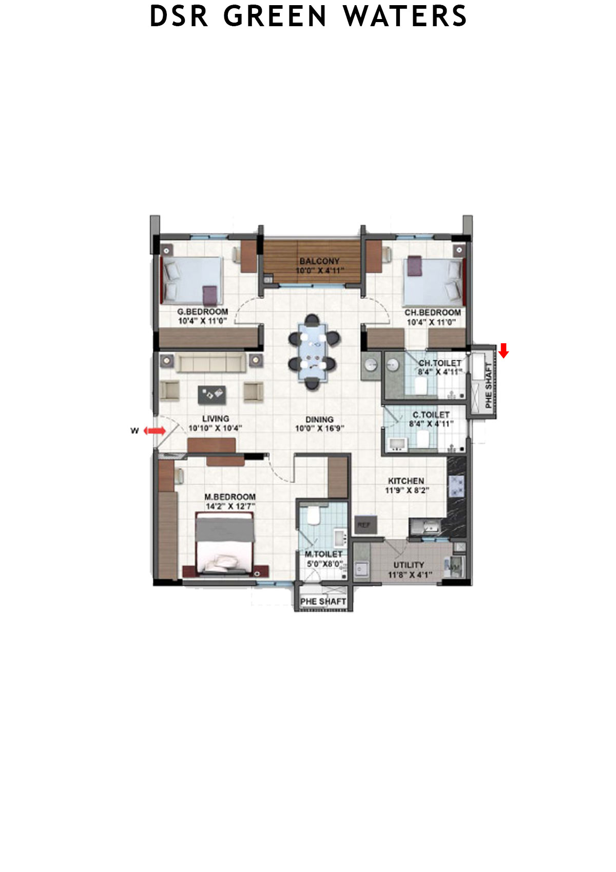 DSR Green Waters Tower 1 Unit 1 (Type  1) Floor Plan