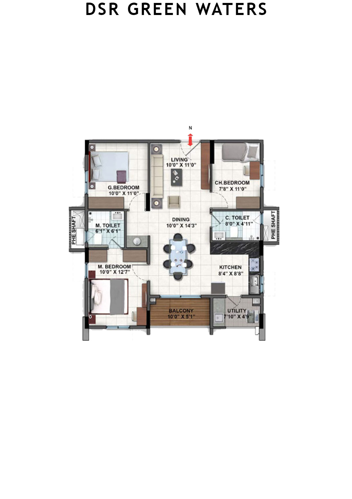 DSR Green Waters Tower 1 Unit 7 (Type  4) Floor Plan