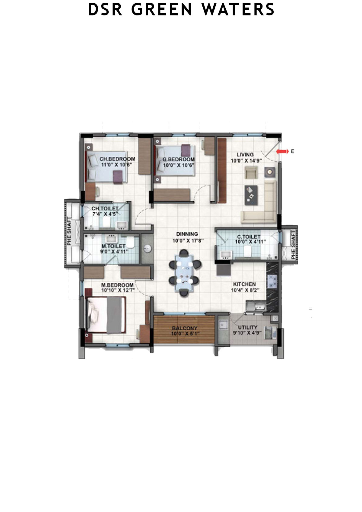 DSR Green Waters Tower 1 Unit 8 (Type  6) Floor Plan