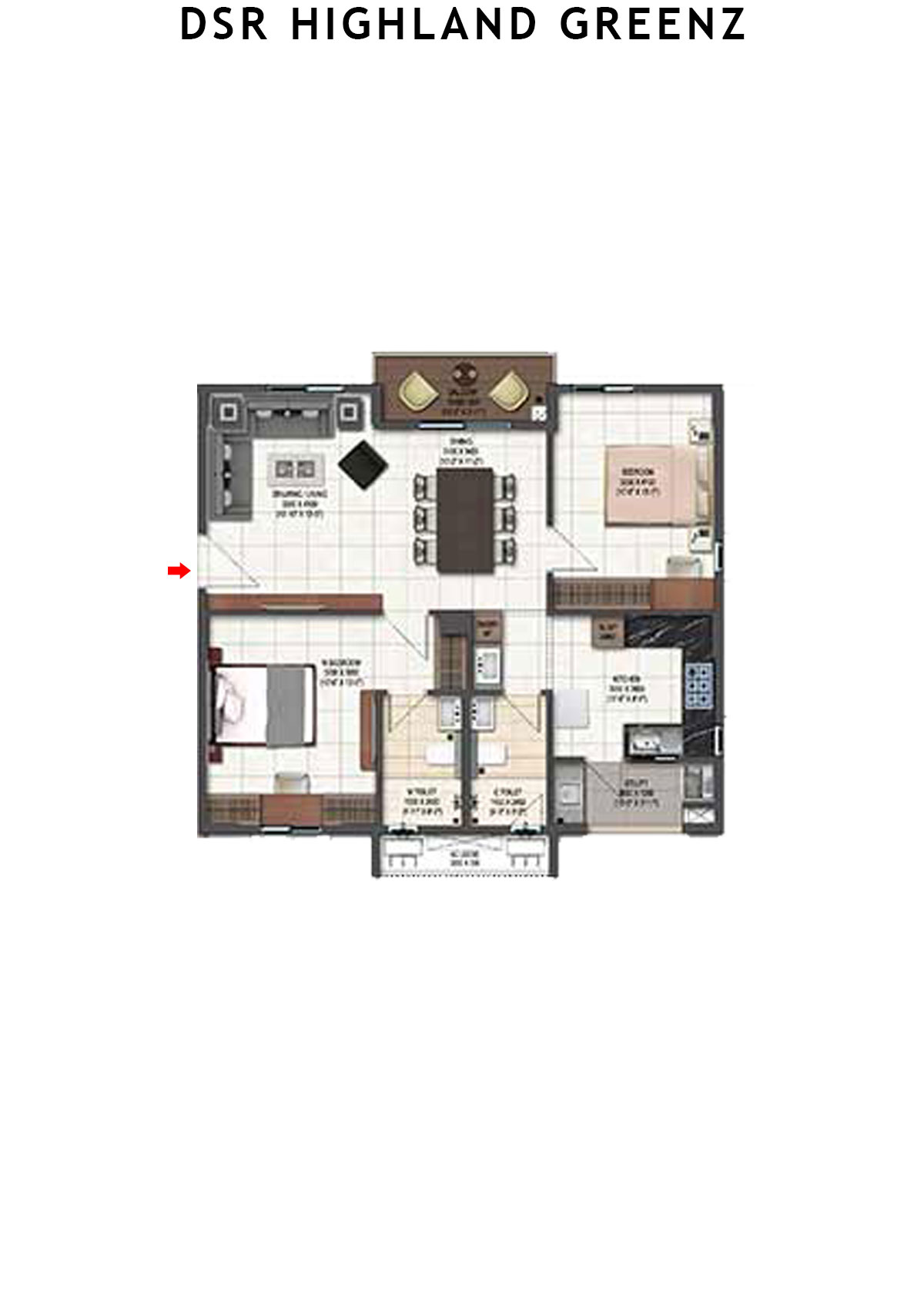 DSR Highland Greenz Tower B Wing 2 Unit 2 Floor Plan