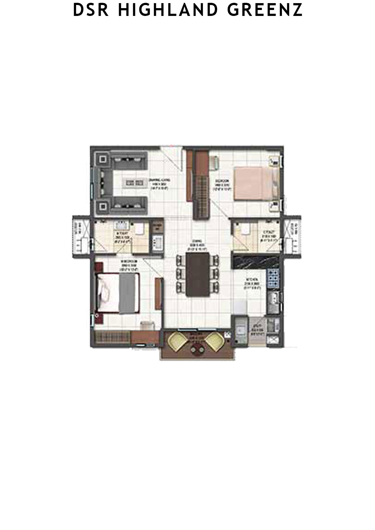 DSR Highland Greenz Tower B Wing 2 Unit 4 Floor Plan