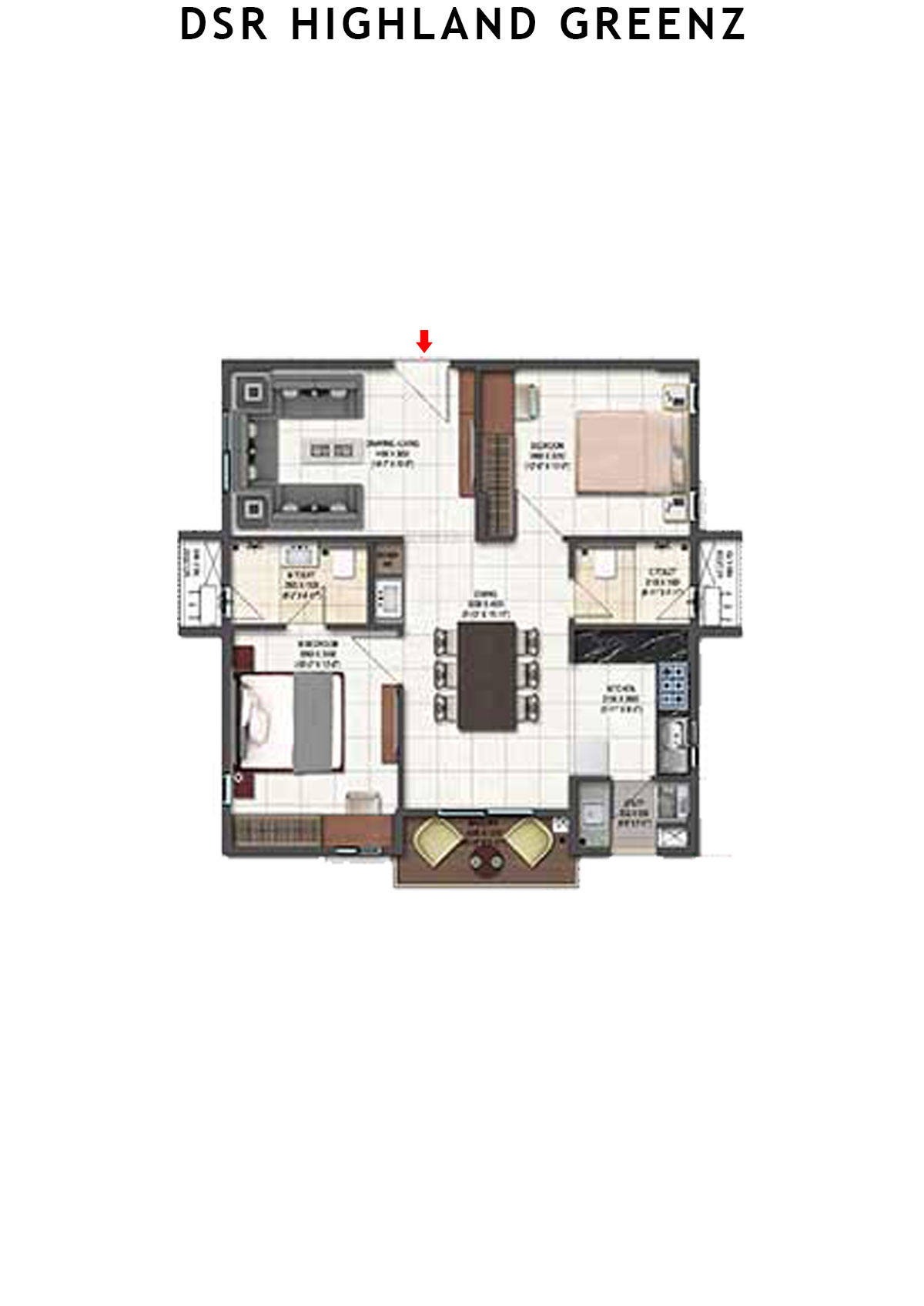 DSR Highland Greenz Tower B Wing 2 Unit 7 Floor Plan