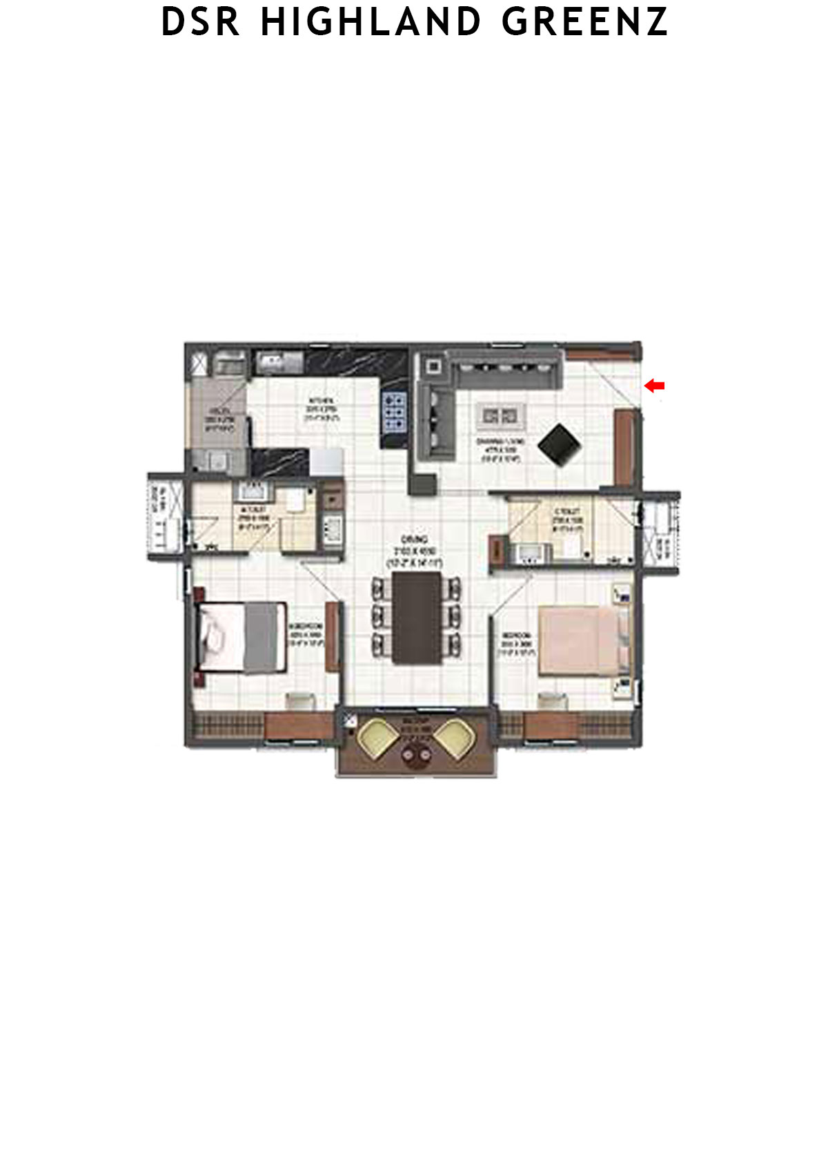 DSR Highland Greenz Tower B Wing 2 Unit 8 Floor Plan