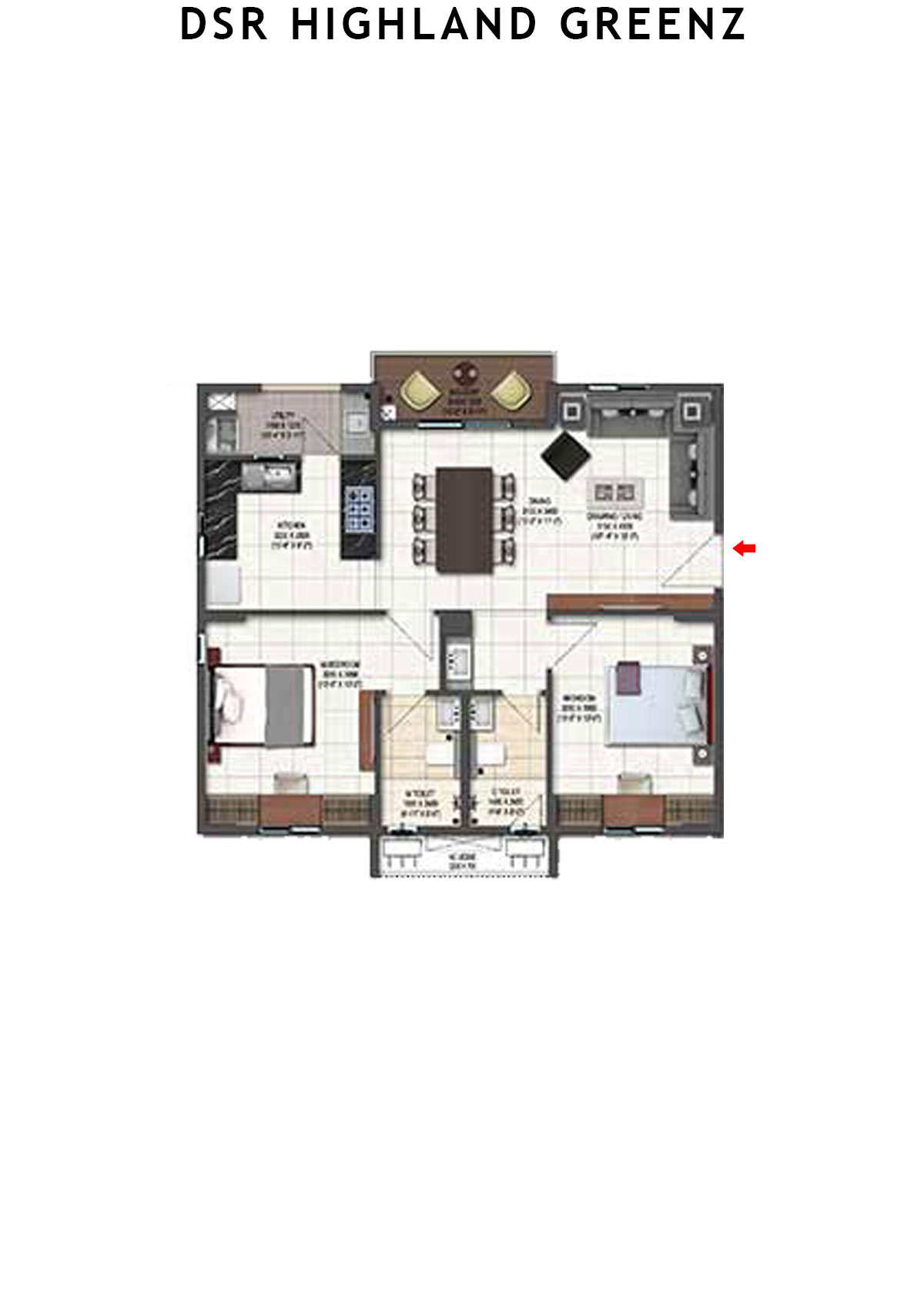 DSR Highland Greenz Tower B Wing 2 Unit 9 Floor Plan