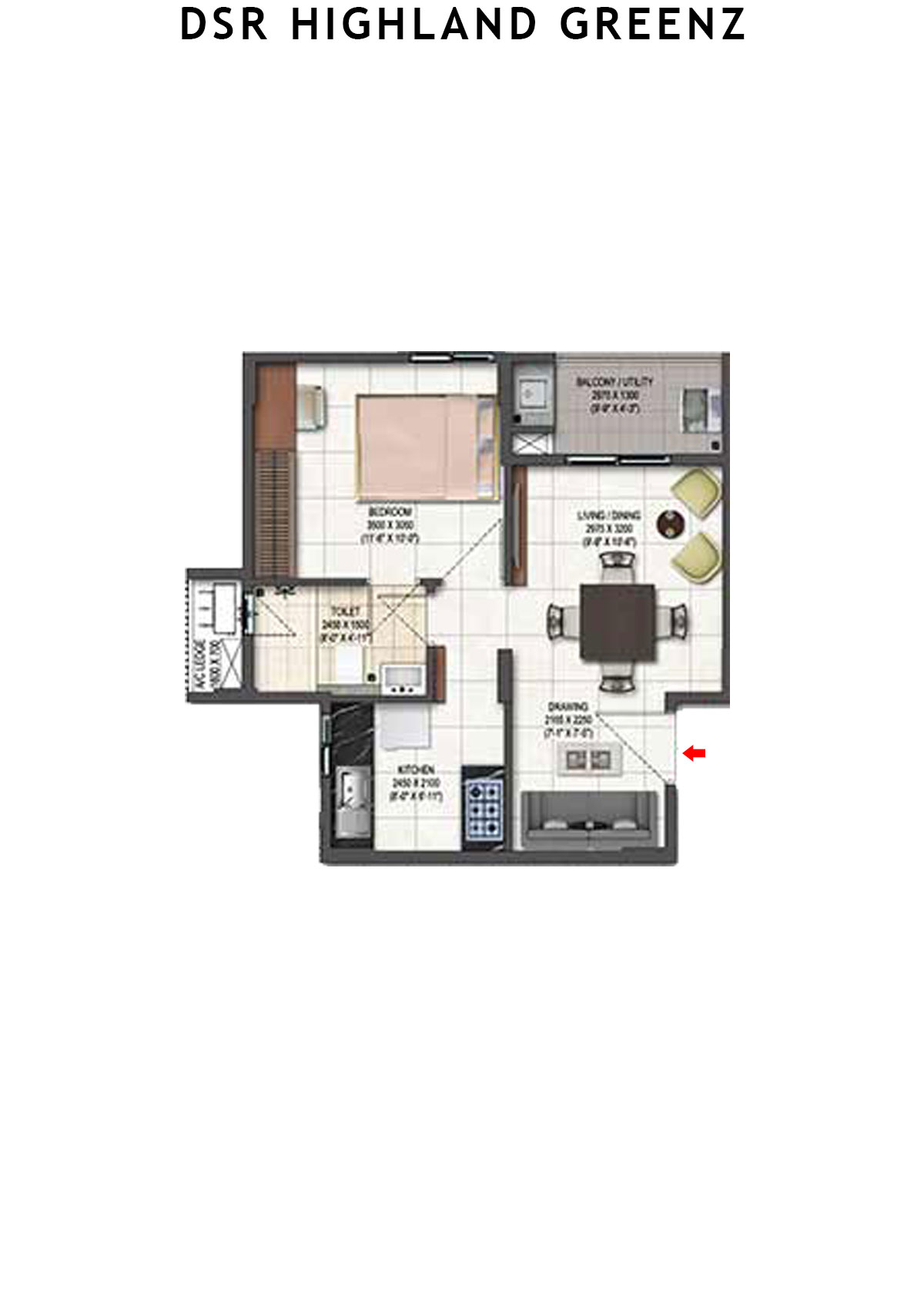 DSR Highland Greenz Tower D Unit 1 Floor Plan