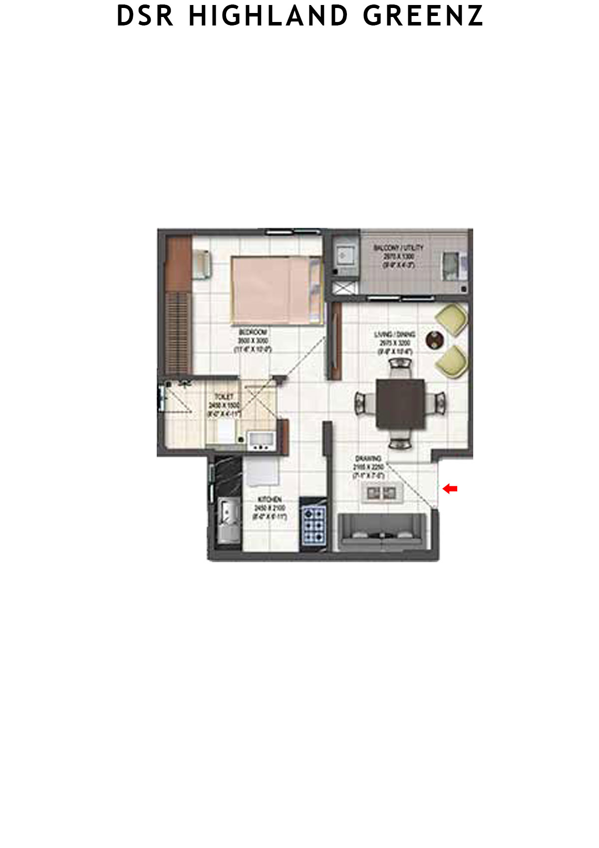DSR Highland Greenz Tower D Unit 3 Floor Plan