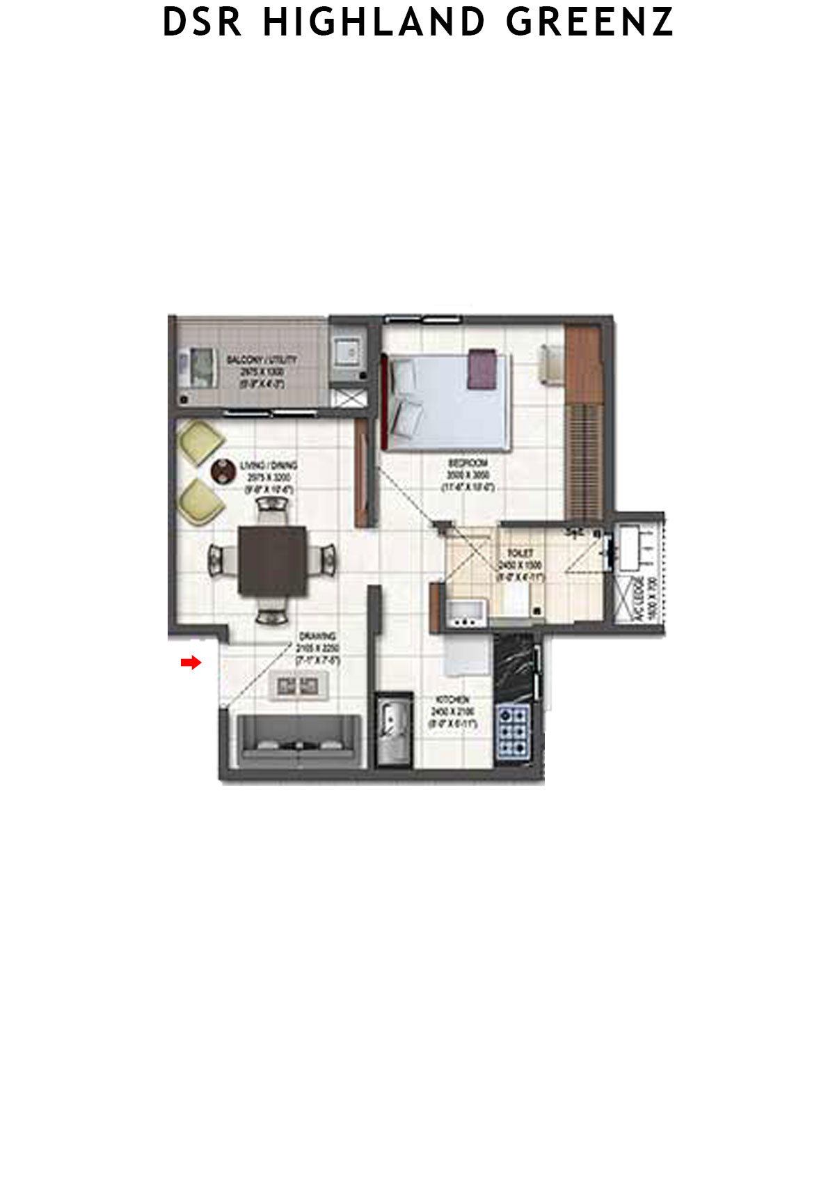 DSR Highland Greenz Tower D Unit 4 Floor Plan