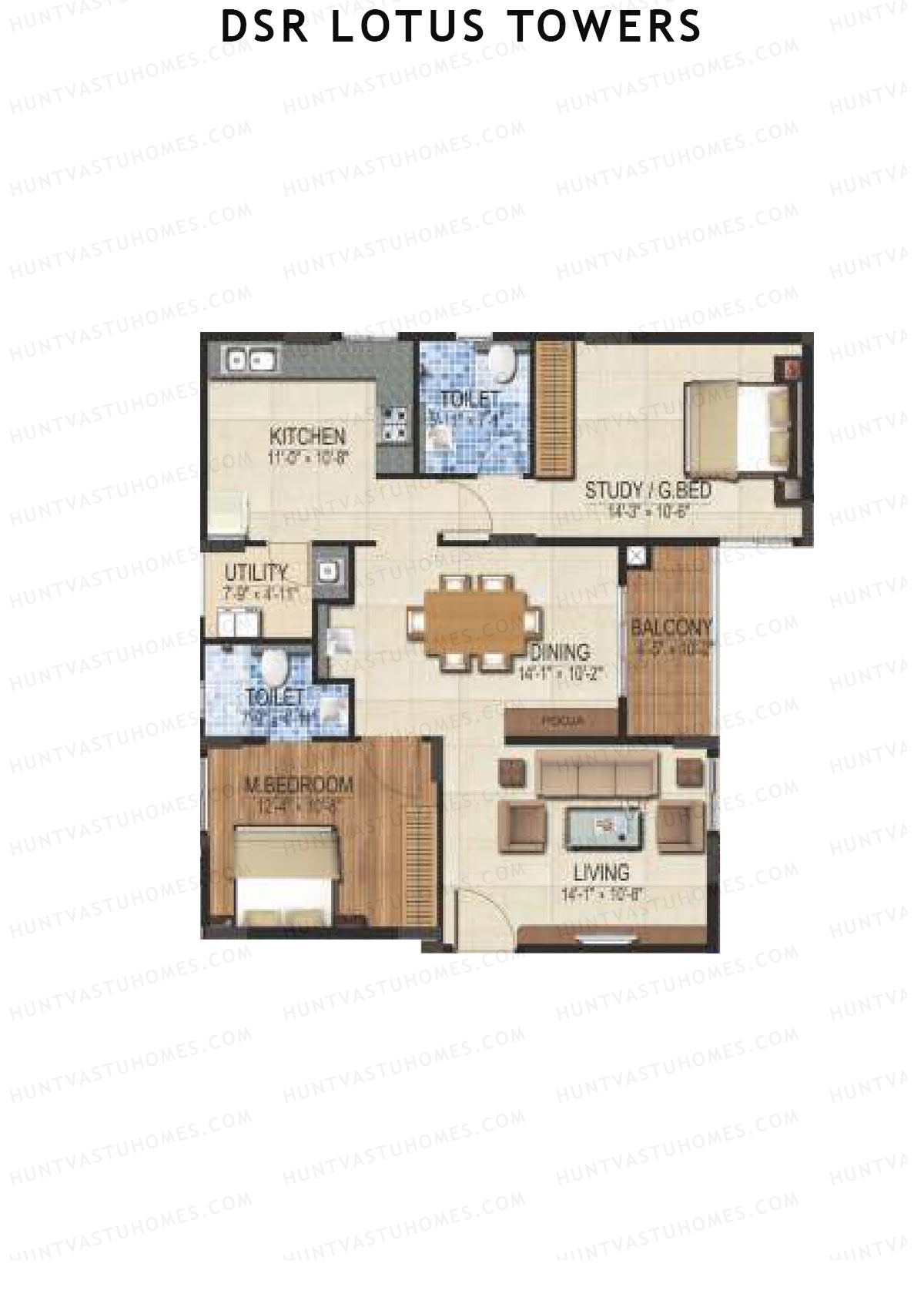 DSR Lotus Towers Wing 1 Unit 1 Floor Plan