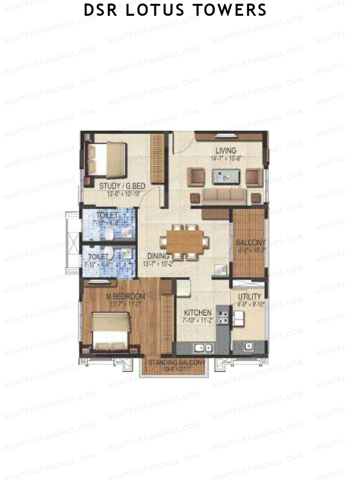 DSR Lotus Towers Wing 1 Unit 4 Floor Plan