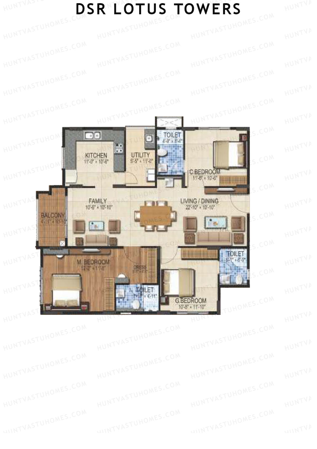 DSR Lotus Towers Wing 1 Unit 5 Floor Plan