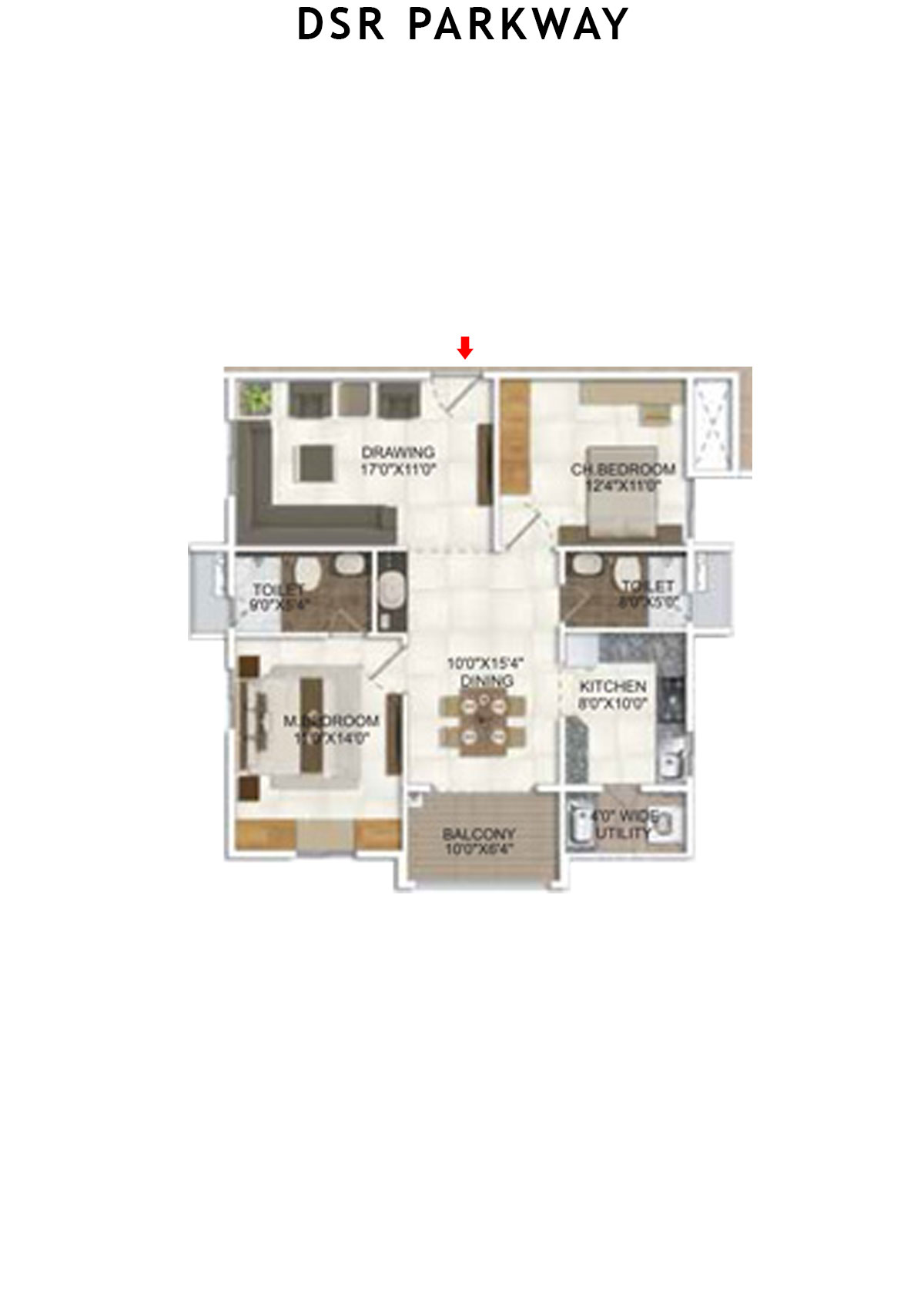 DSR Parkway Tower 1 Wing 1 Unit 3 Floor Plan