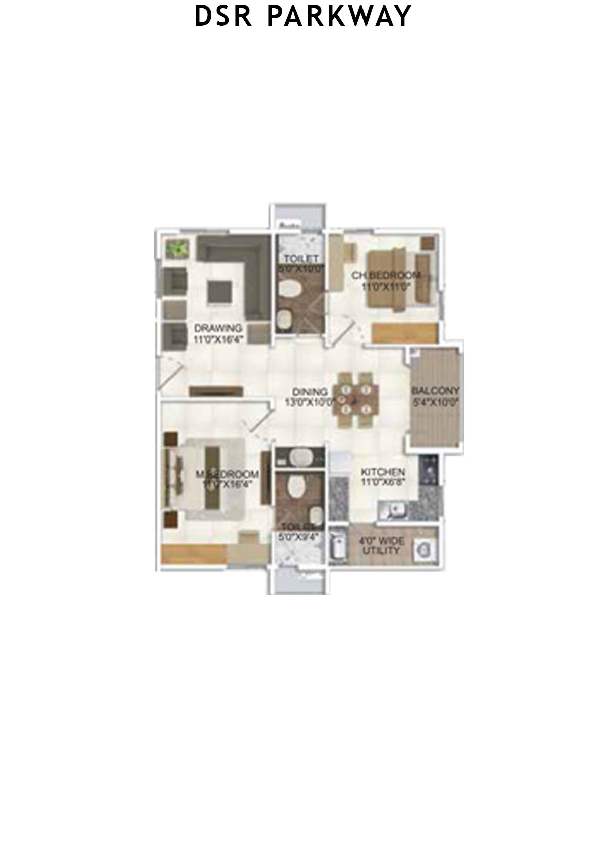 DSR Parkway Tower 1 Wing 1 Unit 5 Floor Plan