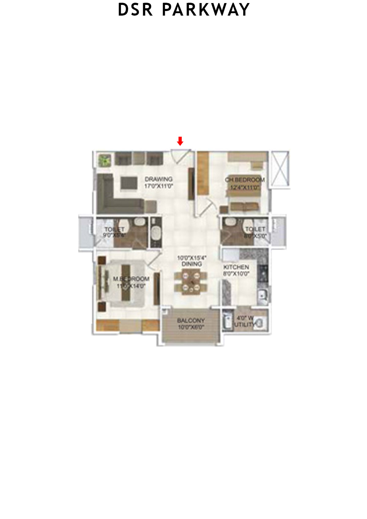 DSR Parkway Tower 1 Wing 2 Unit 3 Floor Plan