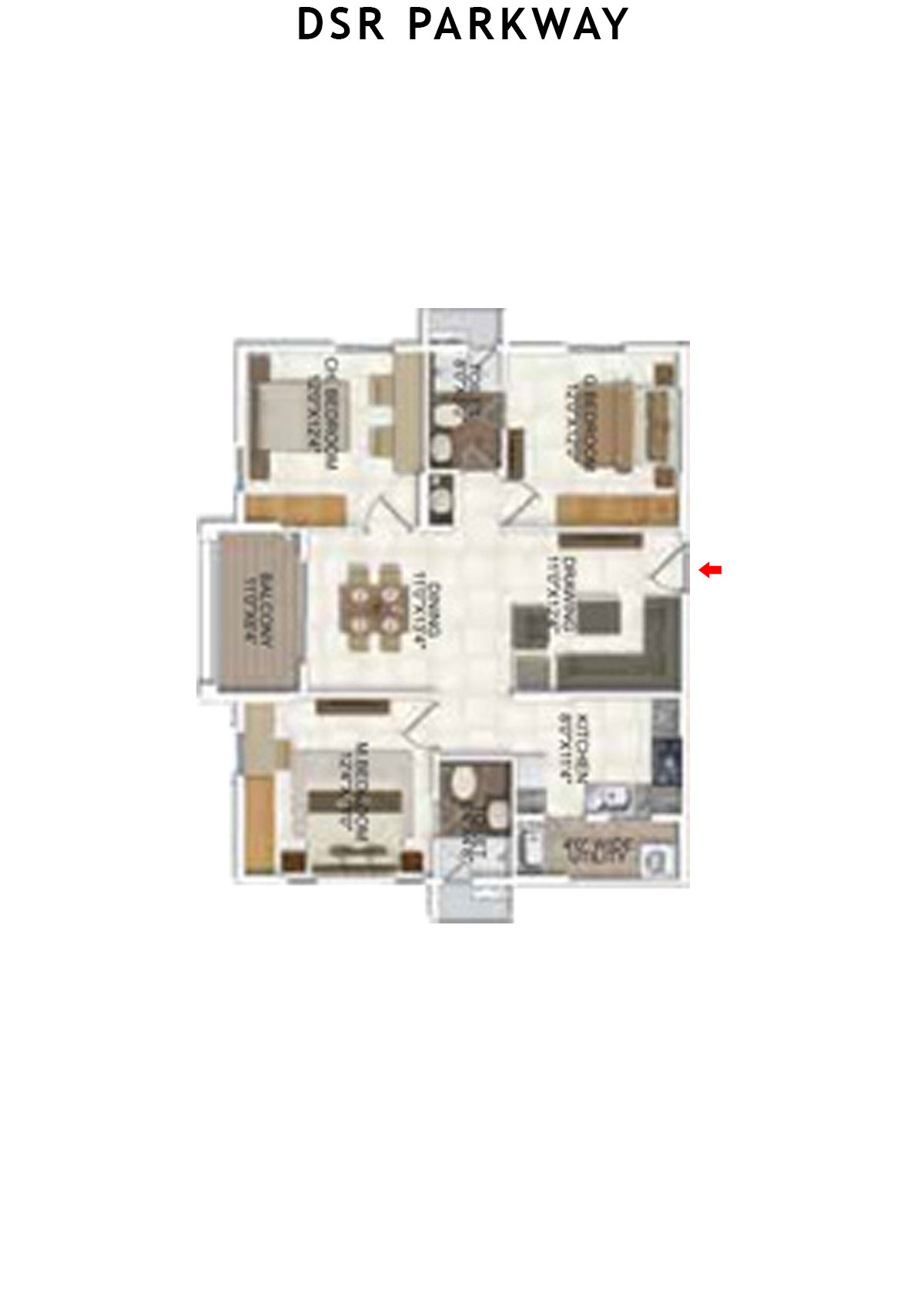 DSR Parkway Tower 1 Wing 3 Unit 2 Floor Plan