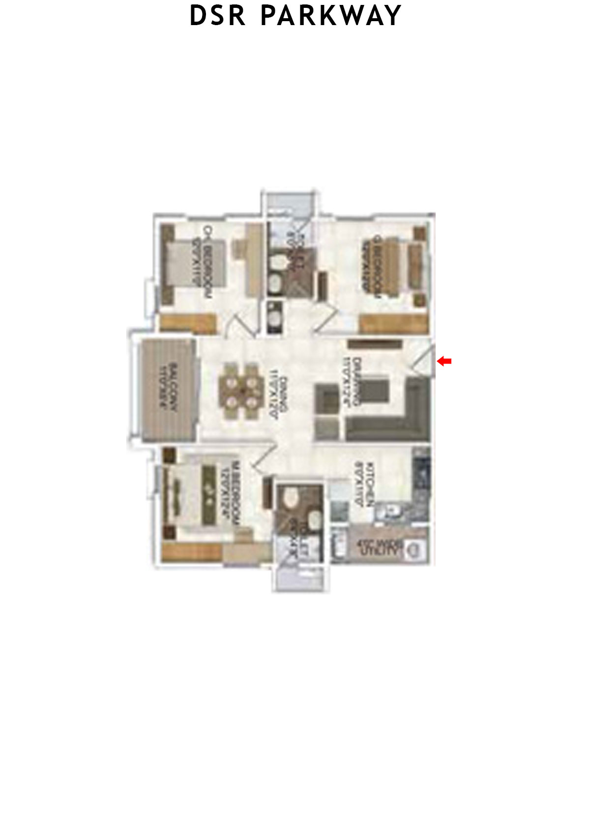 DSR Parkway Tower 1 Wing 3 Unit 3 Floor Plan