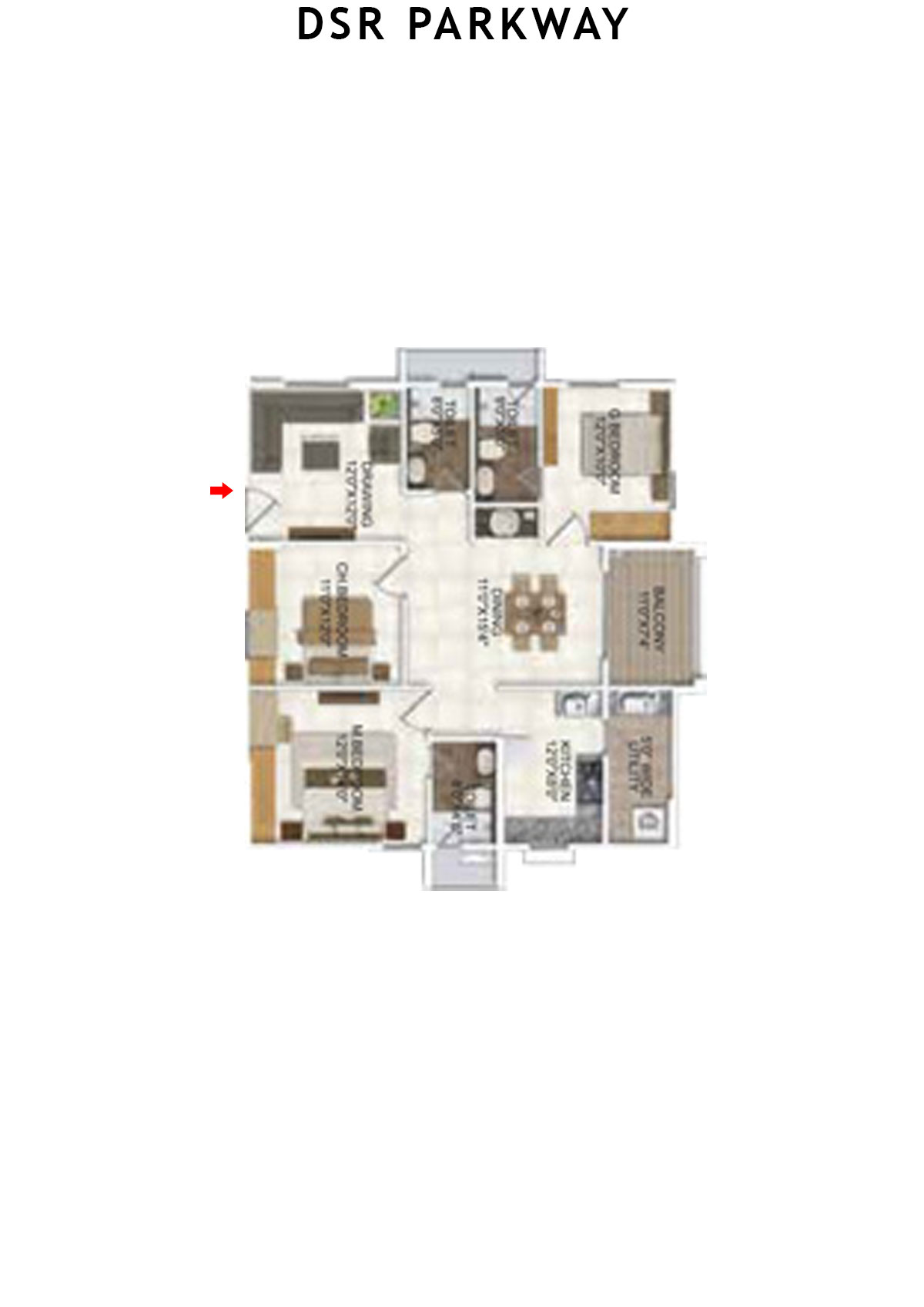 DSR Parkway Tower 1 Wing 3 Unit 4 Floor Plan