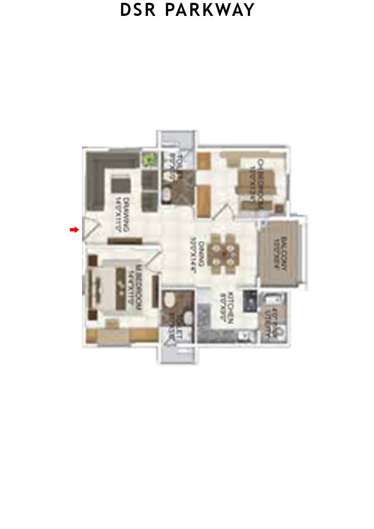 DSR Parkway Tower 1 Wing 3 Unit 8 Floor Plan