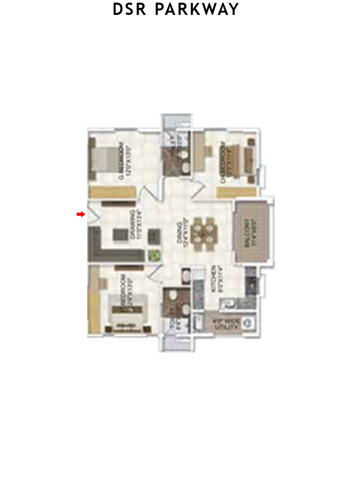 DSR Parkway Tower 1 Wing 6 Unit 2 Floor Plan