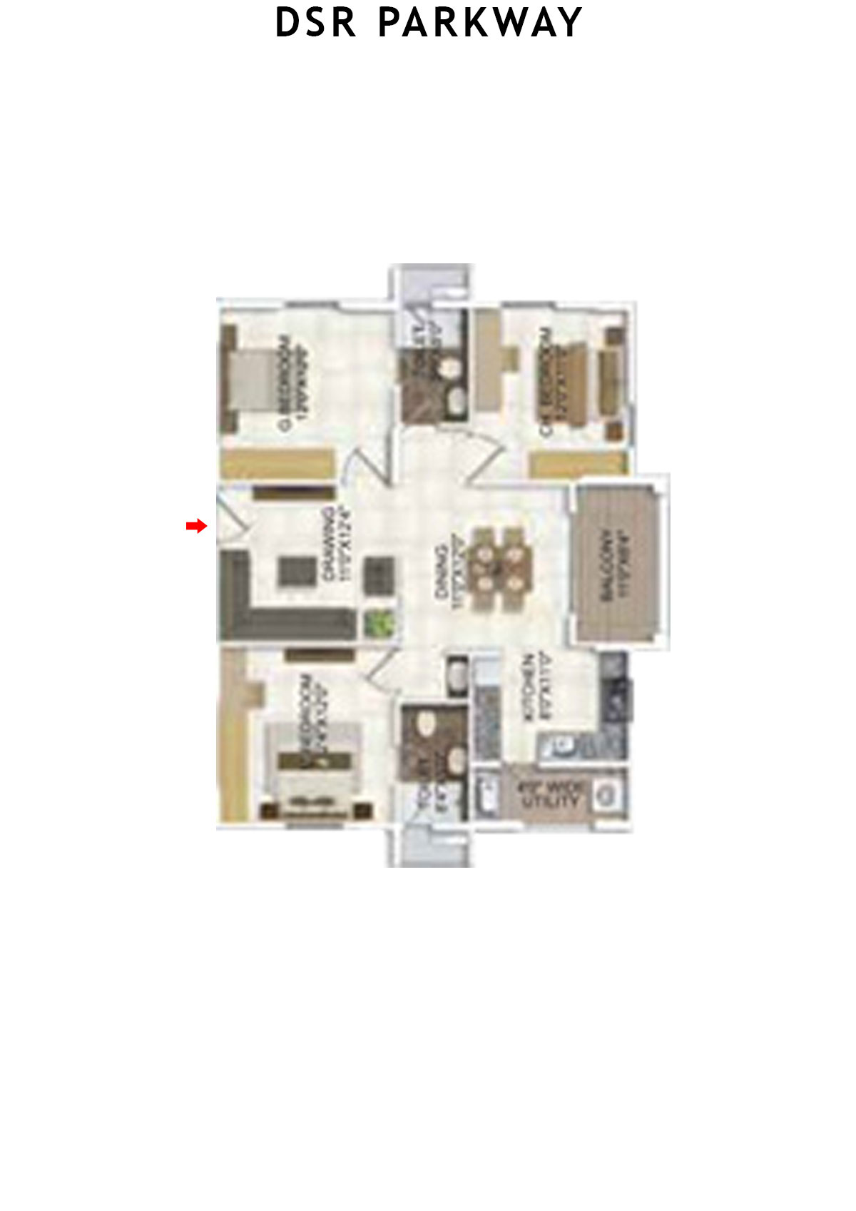 DSR Parkway Tower 1 Wing 6 Unit 3 Floor Plan