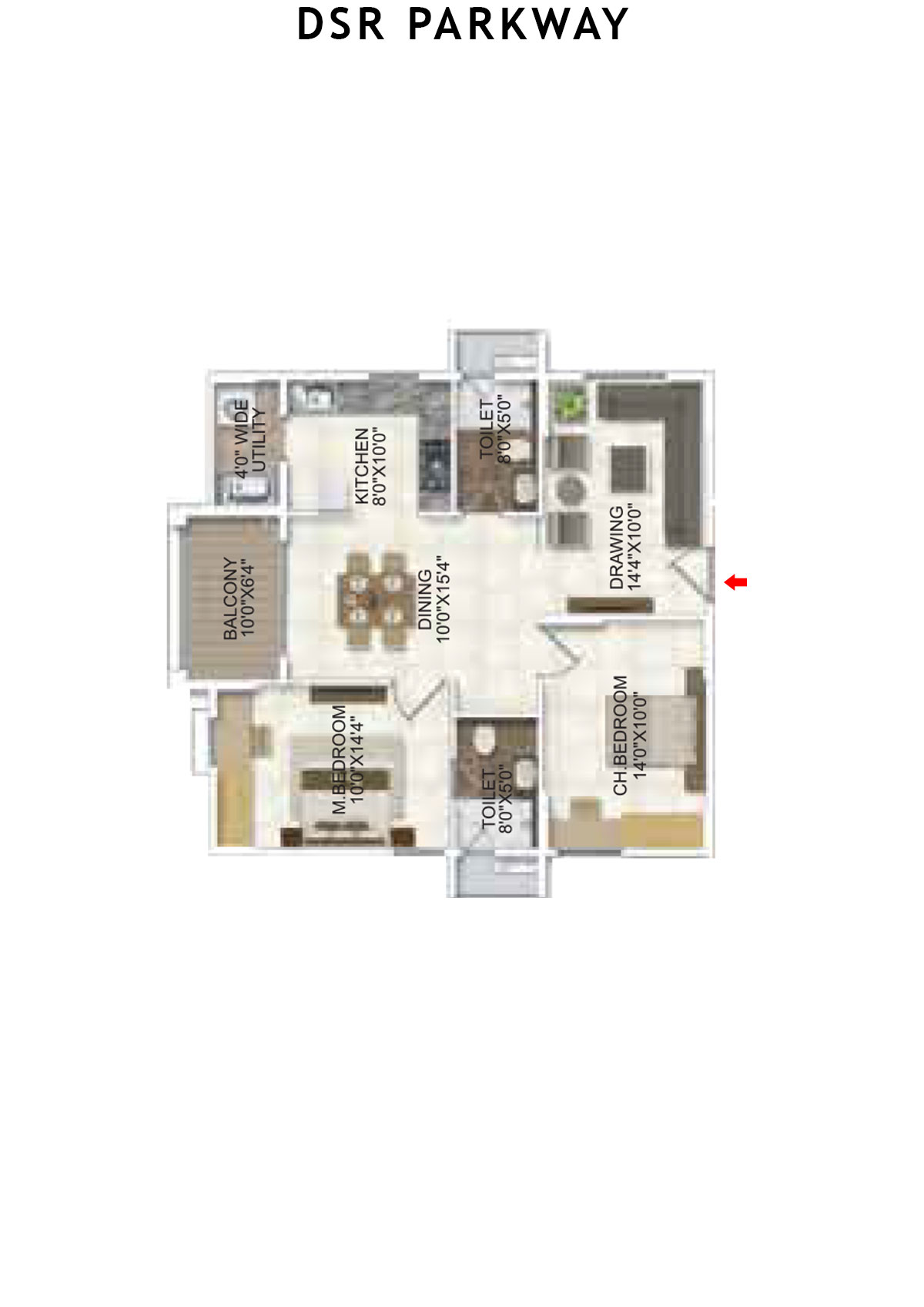 DSR Parkway Tower 1 Wing 6 Unit 8 Floor Plan
