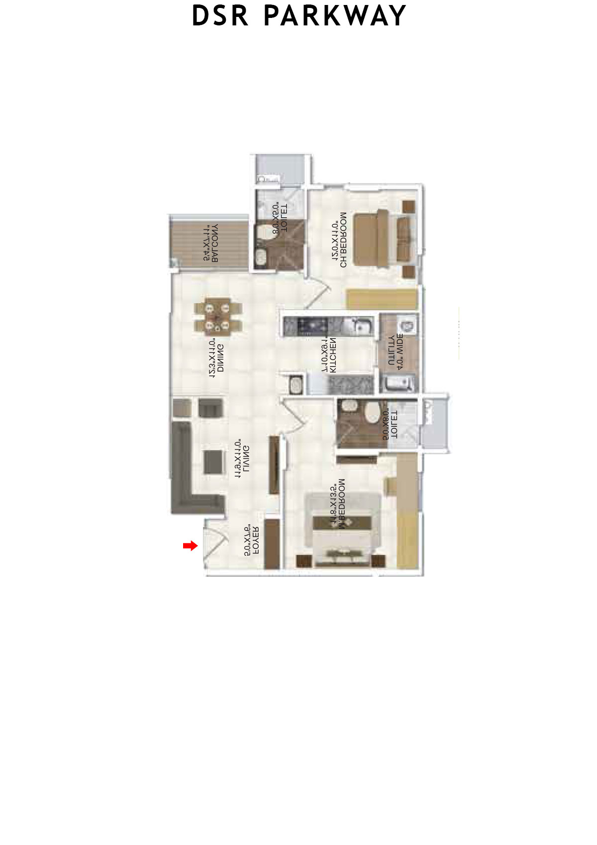 DSR Parkway Tower 1 Wing 7 Unit 2 Floor Plan
