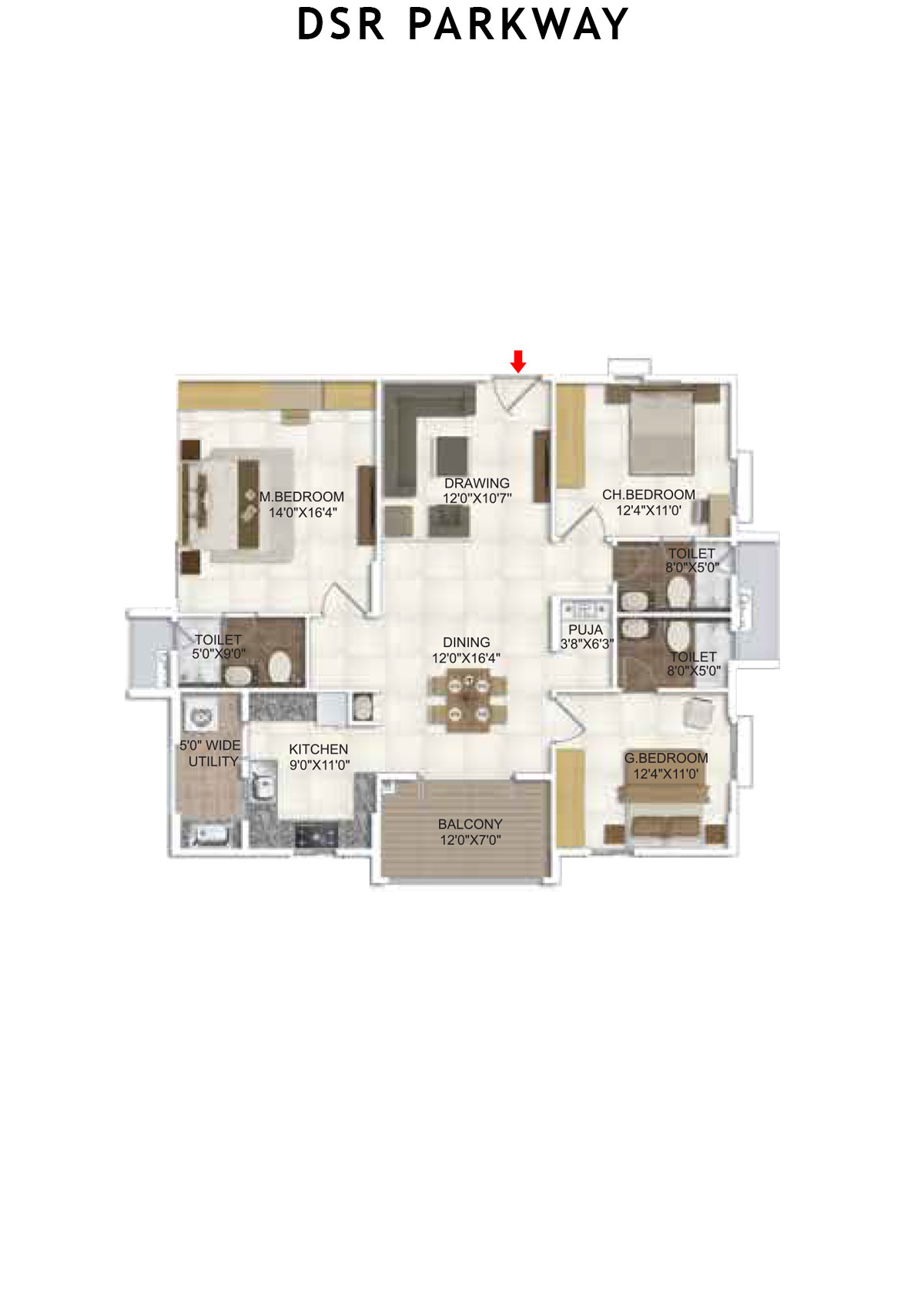 DSR Parkway Tower 2 Unit 1 Floor Plan