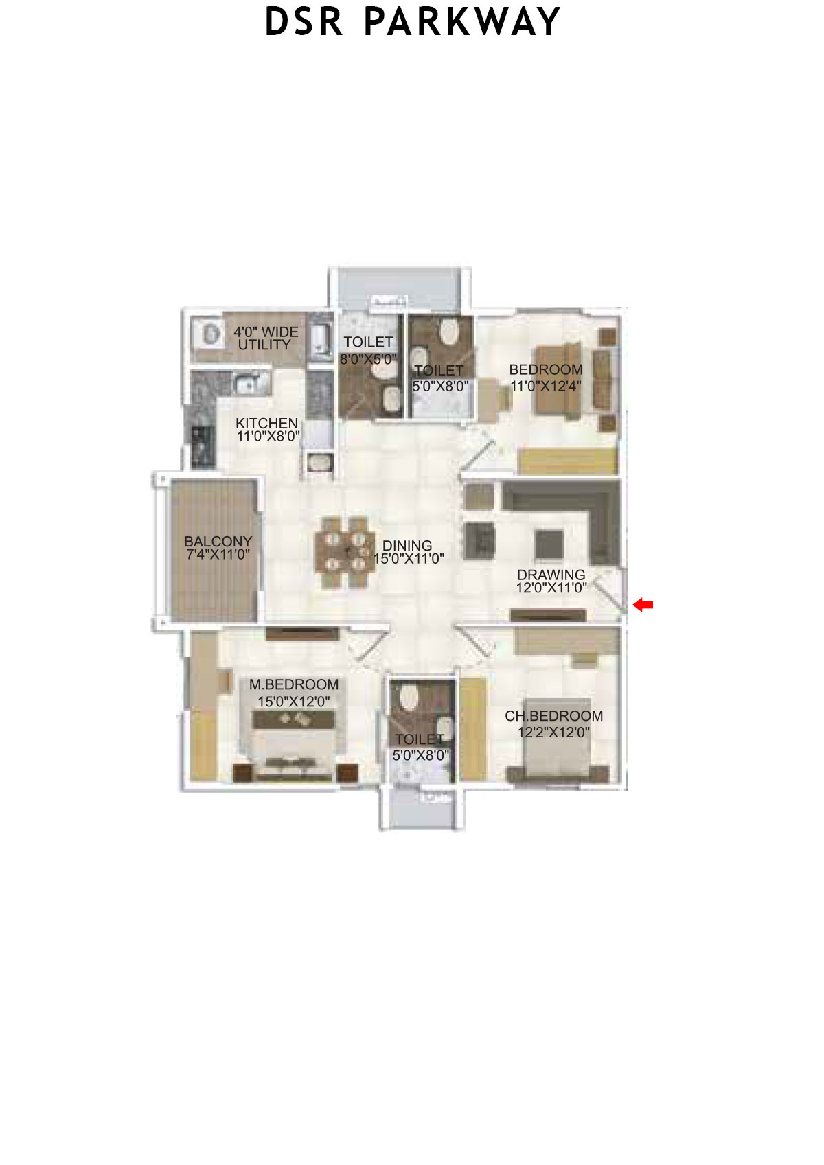 DSR Parkway Tower 4 Unit 1 Floor Plan