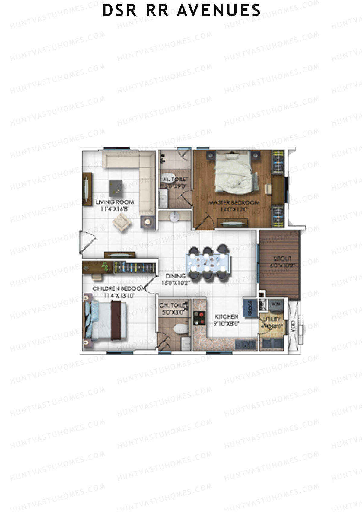 DSR RR Avenues Block A Unit 14 Floor Plan