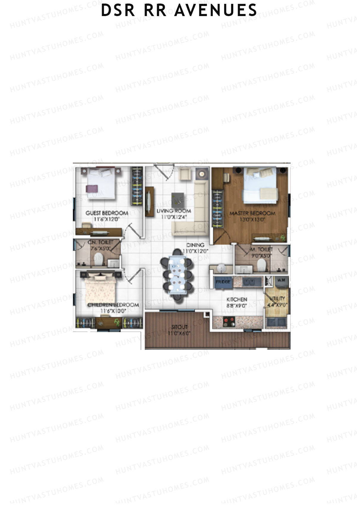 DSR RR Avenues Block A Unit 3 Floor Plan