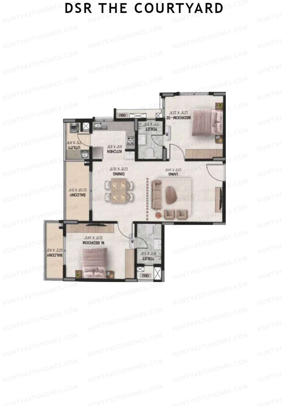 DSR The Courtyard Tower 1 Unit 2 Floor Plan