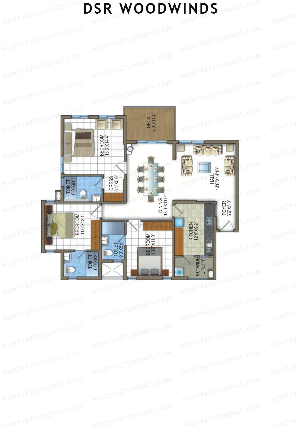 DSR Woodwinds Wing 1 Unit 3 Floor Plan