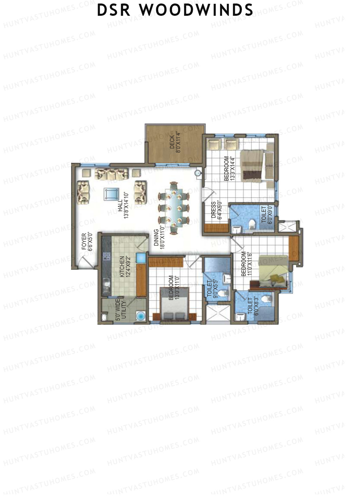 DSR Woodwinds Wing 1 Unit 4 Floor Plan