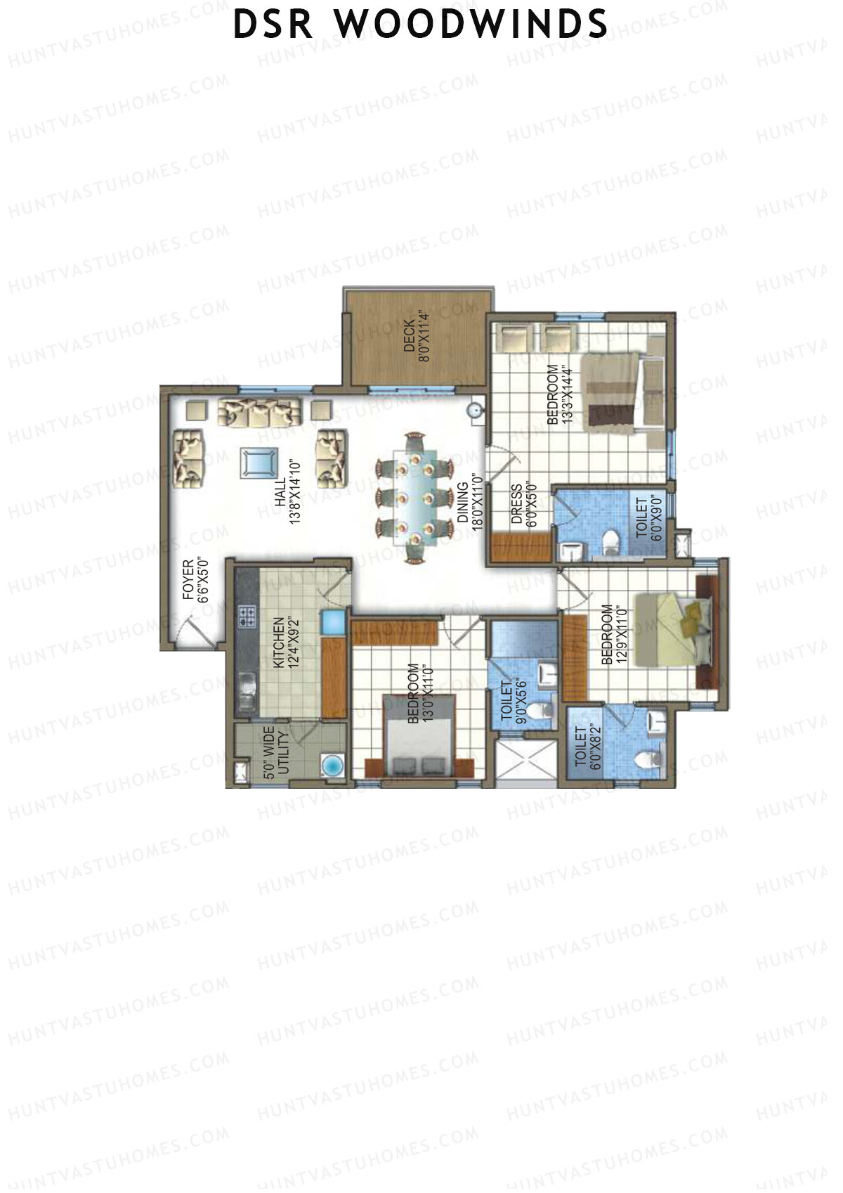 DSR Woodwinds Wing 3 Unit 4 Floor Plan