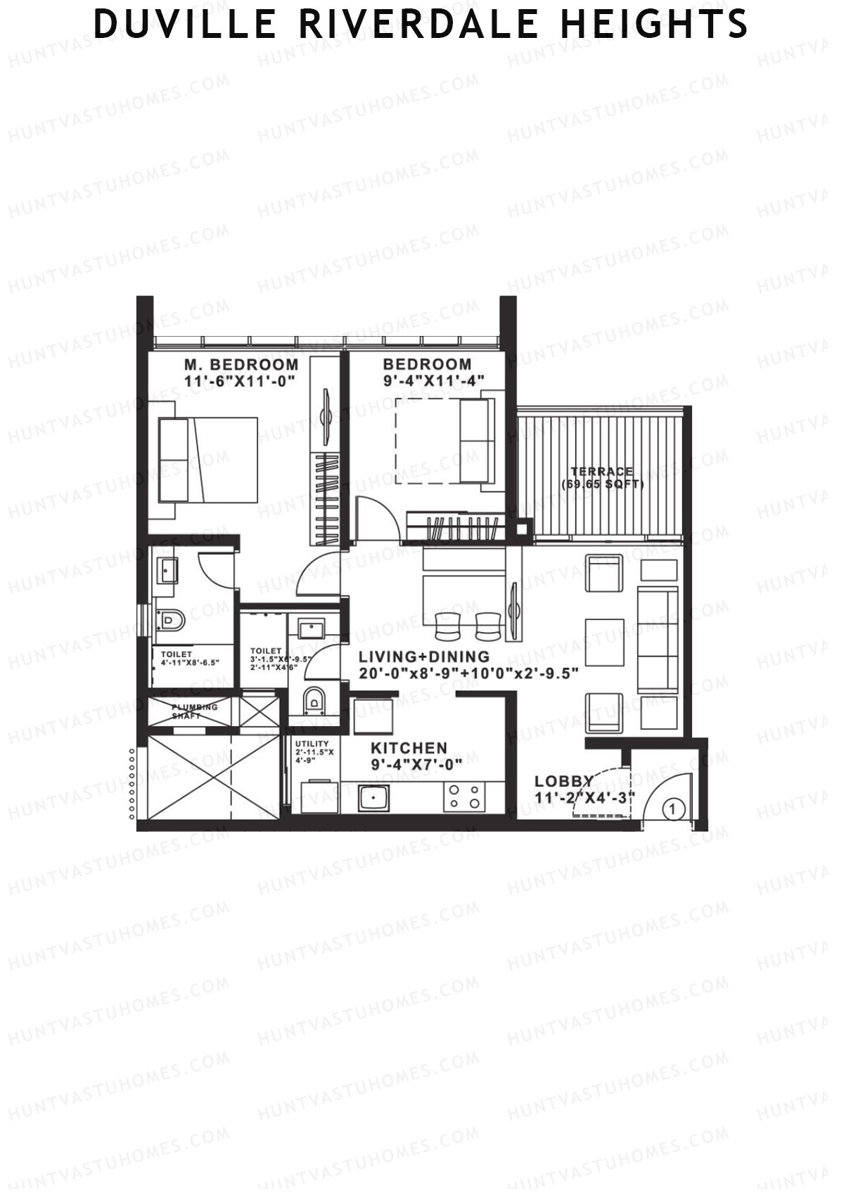 Duville Riverdale Heights Tower B Unit 1 Floor Plan