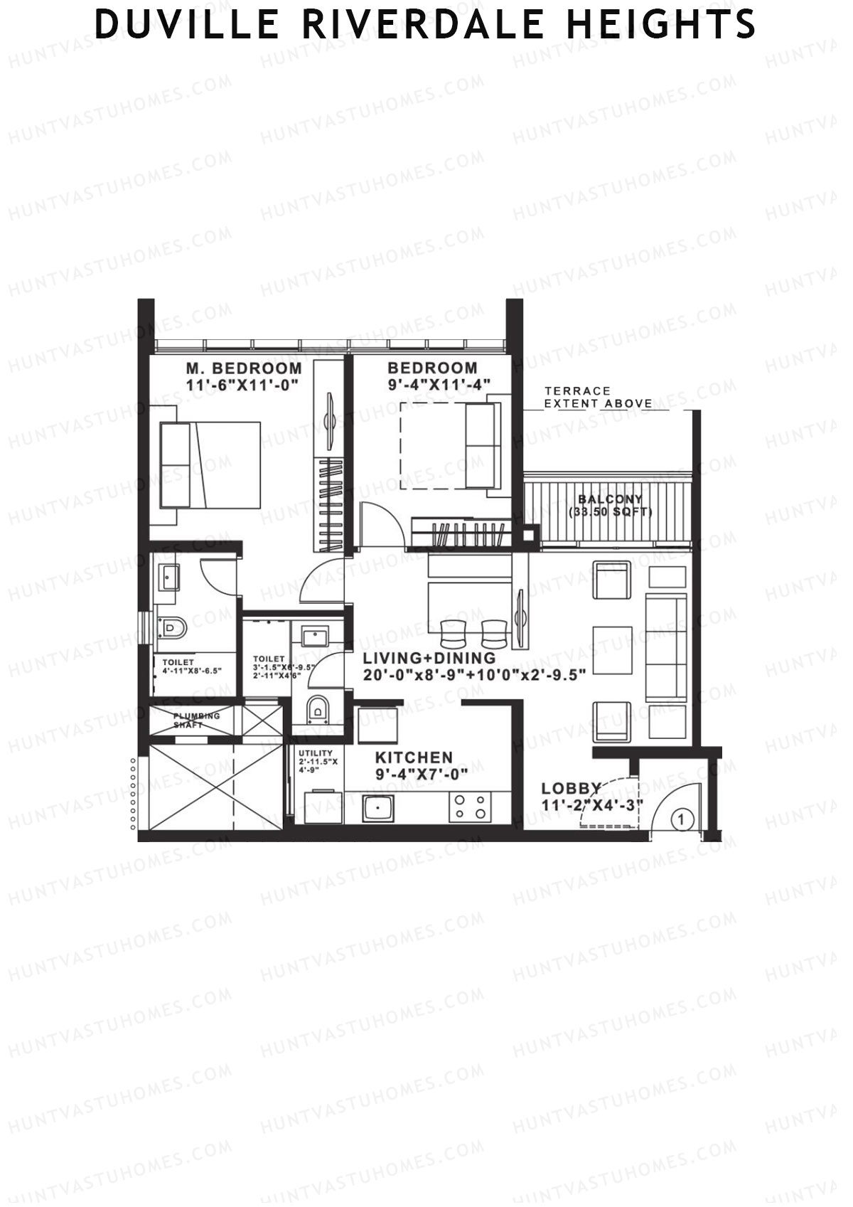 Duville Riverdale Heights Tower C Unit 1 Floor Plan