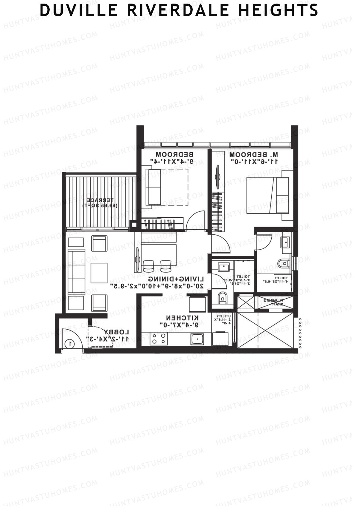 Duville Riverdale Heights Tower C Unit 2 Floor Plan