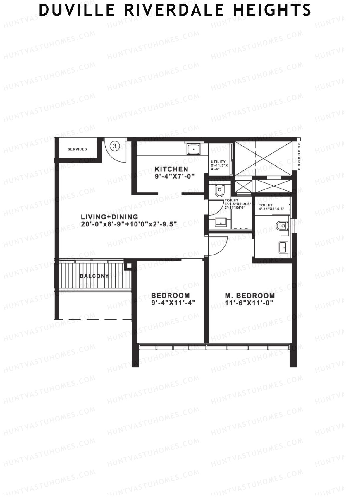Duville Riverdale Heights Tower C Unit 3 Floor Plan